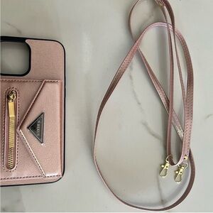 Beautiful I phone 13 pro max crossbody case.